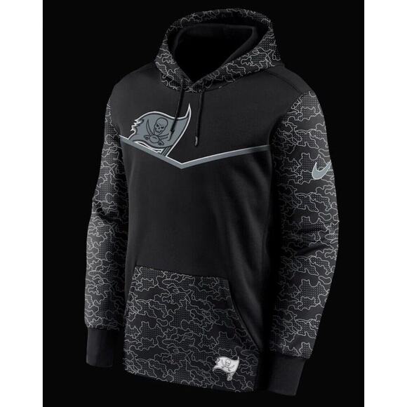 Nike Tampa Bay Buccaneers Black RFLCTV Chevron Pullover Hoodie FAST SHIP Small - Picture 2 of 11